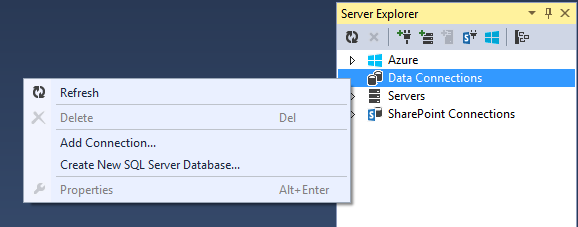 Create a New SQL Server Database using VS 2013